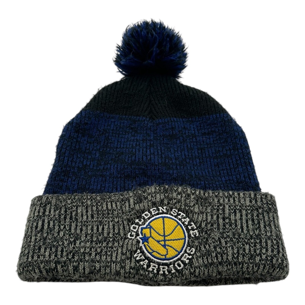 '47 Brand Golden State Warriors Beanie Hat Cap Knit Winter Pom Blue Gray NBA
